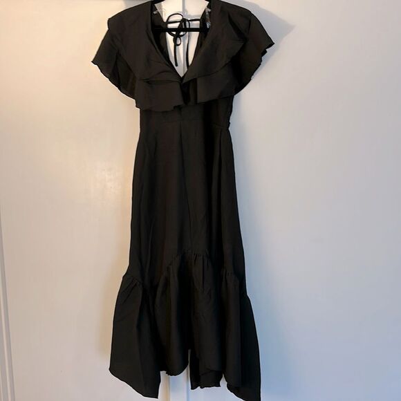 Fashion Nova Women's Black Addison‎ Airflow Midi Dress Size Medium - Picture 1 of 10